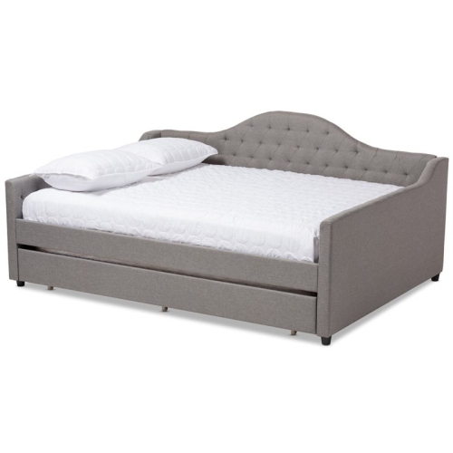 BOWERY HILL  Modern Upholstered Tufted Queen Daybed With Trundle In In Grey