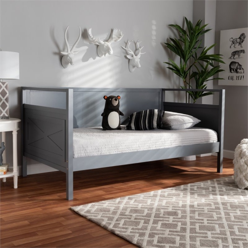 Bowery Hill Grey Wood Twin Size Daybed