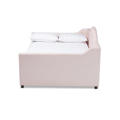 Baxton Studio Perry Contemporary Velvet Upholstered Queen Daybed in Pink