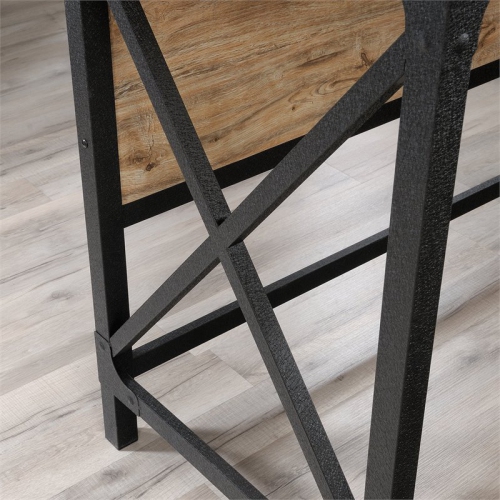 Pemberly Row Engineered Wood and Metal L-Shaped Desk in Milled Mesquite