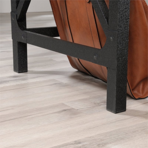 Pemberly Row Engineered Wood and Metal L-Shaped Desk in Milled Mesquite