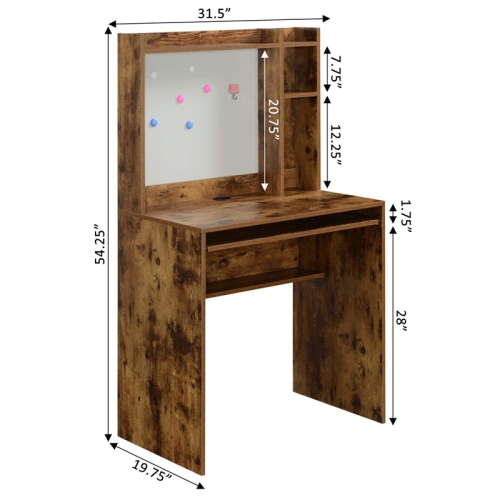 Designs2Go Student Desk with Magnetic Bulletin Board and Shelves in Nutmeg Wood