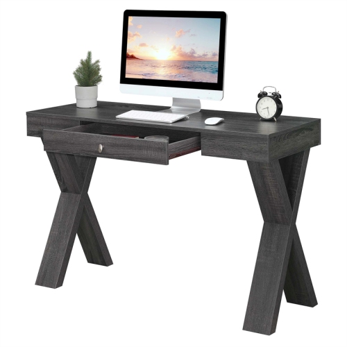 Convenience Concepts Newport One-Drawer Desk in Gray Wood Finish