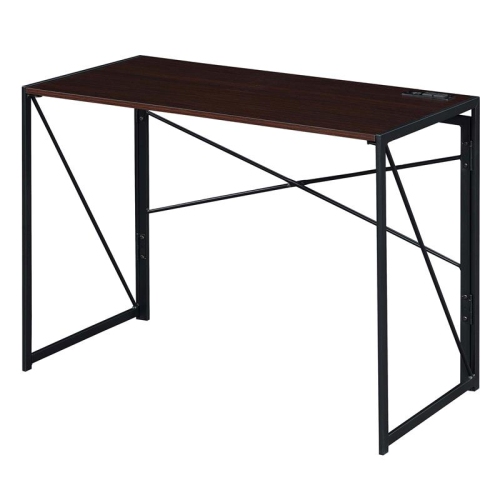 Convenience Concepts Xtra Folding Desk with Charging Station in Espresso Wood