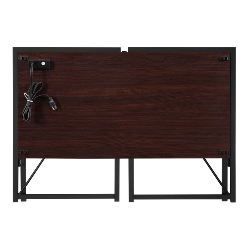Convenience Concepts Xtra Folding Desk with Charging Station in Espresso Wood