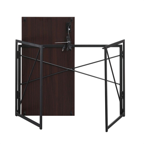 Convenience Concepts Xtra Folding Desk with Charging Station in Espresso Wood