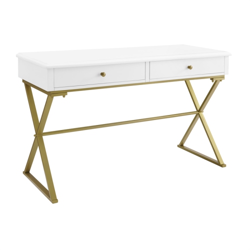 Riverbay Furniture Two Drawer Metal Desk in White