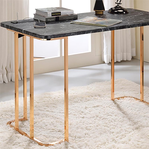 Furniture of America Trentin Contemporary Metal Writing Desk with USB in Black