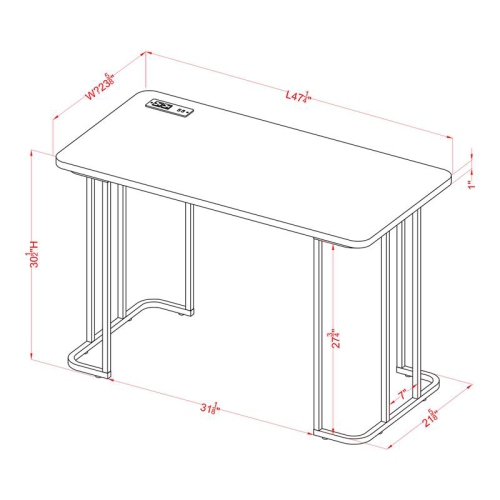 Furniture of America Trentin Contemporary Metal Writing Desk with USB in Black