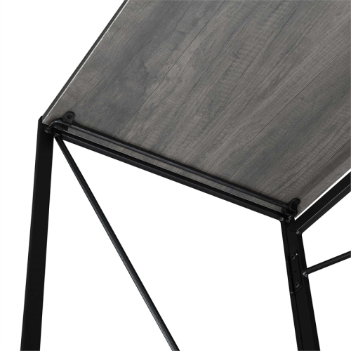 Convenience Concepts Xtra Folding Desk in Gray Wood Finish and Black Metal Frame