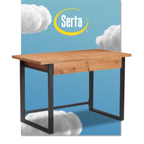 Serta Leighton Writing Desk Wood and Black Metal