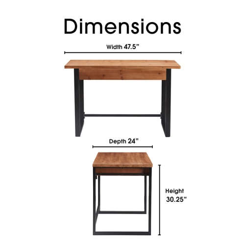 Serta Leighton Writing Desk Wood and Black Metal