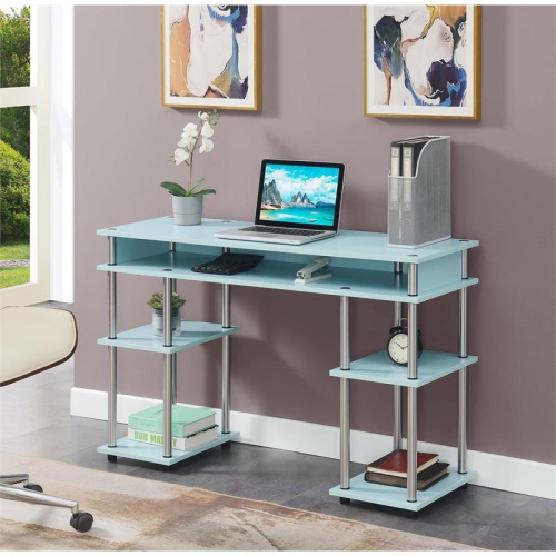 Designs2Go No Tools Student Desk with Shelves in Seafoam Green Wood Finish