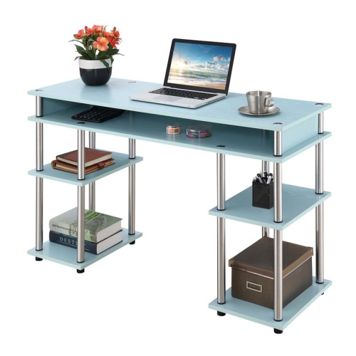 Designs2Go No Tools Student Desk with Shelves in Seafoam Green Wood Finish