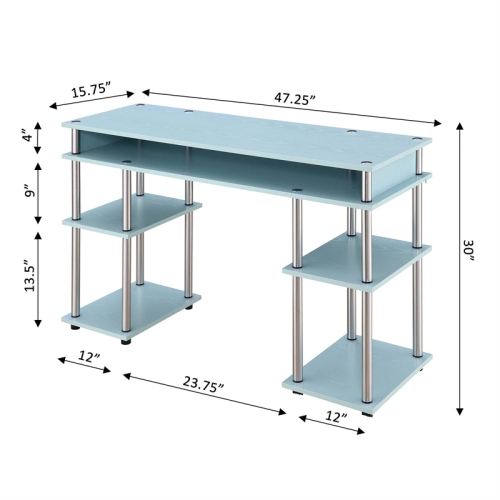 Designs2Go No Tools Student Desk with Shelves in Seafoam Green Wood Finish