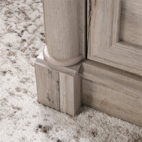 Pemberly Row Contemporary Wood L-Shape Computer Desk in Split Oak