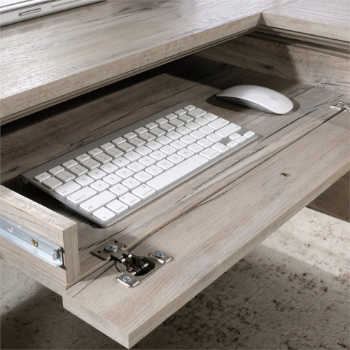Pemberly Row Contemporary Wood L-Shape Computer Desk in Split Oak