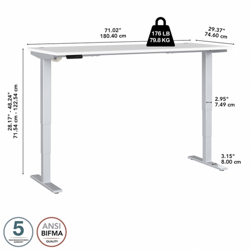 Move 40 Series 72W Height Adjustable Desk in White - Engineered Wood