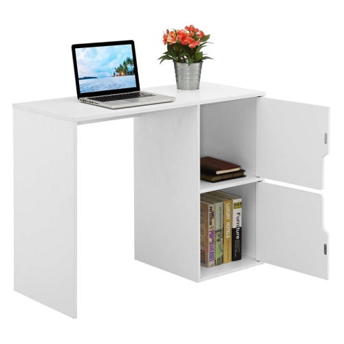 Designs2Go Student Desk with Storage Cabinets in White Wood Finish