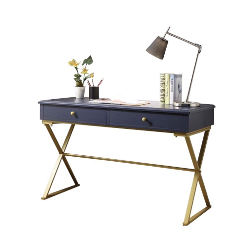 Riverbay Furniture Writing Desk in Blue and Gold