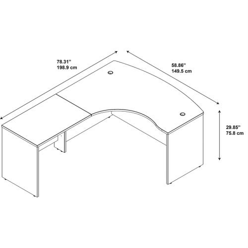 Bush Business Furniture Series C Elite 60W x 43D Left Bowfront Desk Shell in Cherry