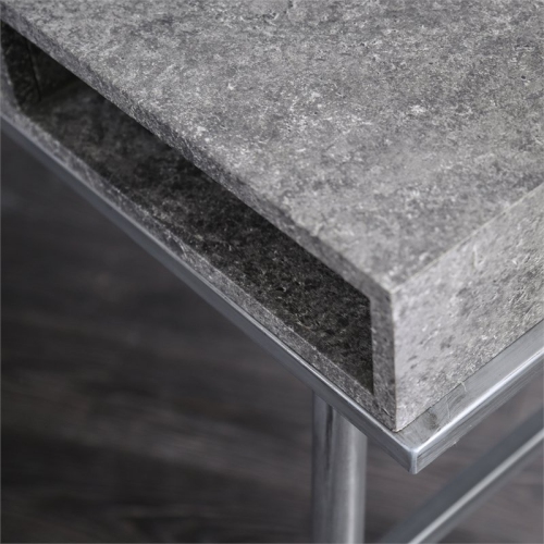 Furniture of America Jairo Industrial Metal 2-Shelf Desk with USB in Silver