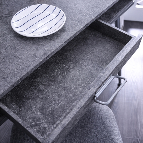 Furniture of America Jairo Industrial Metal 2-Shelf Desk with USB in Silver