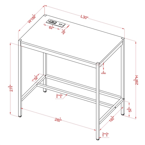 Furniture of America Grae Wood Writing Desk with USB Port in Pink