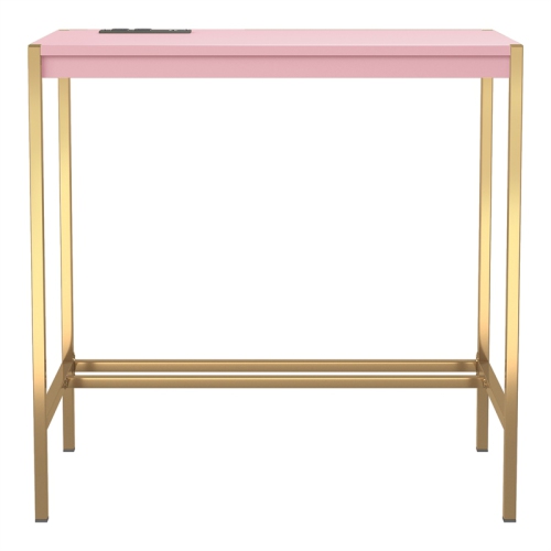 Furniture of America Grae Wood Writing Desk with USB Port in Pink