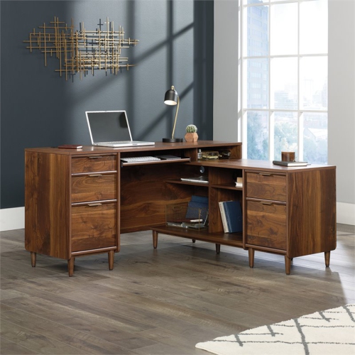 Sauder Clifford Place L Shaped Computer Desk in Grand Walnut