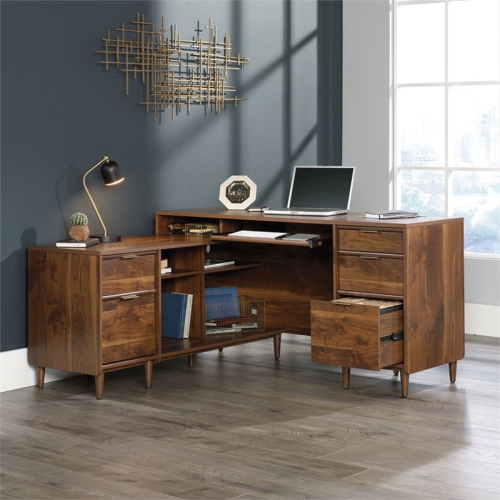 Sauder Clifford Place L Shaped Computer Desk in Grand Walnut