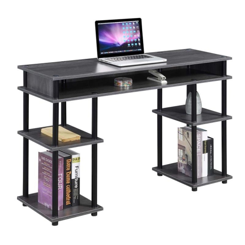 CONVENIENCE CONCEPTS  Designs2Go No Tools Student Desk In Charcoal Gray Wood Finish And Poles In Black