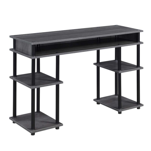 Designs2Go No Tools Student Desk in Charcoal Gray Wood Finish and Black Poles