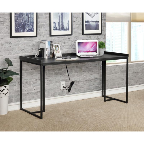 Furniture of America Timor Modern Wood Computer Desk with USB in Black