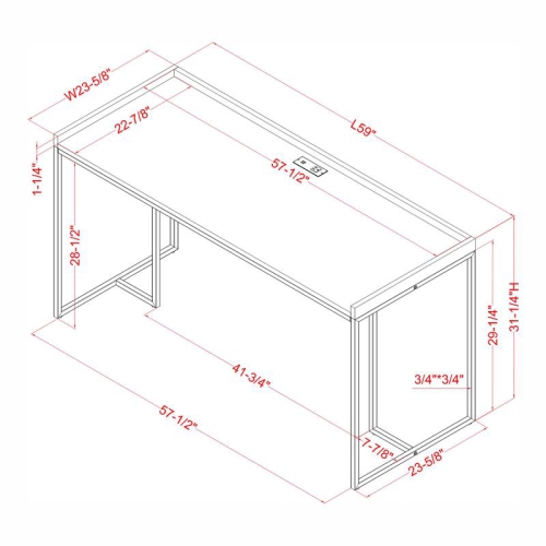 Furniture of America Timor Modern Wood Computer Desk with USB in Black