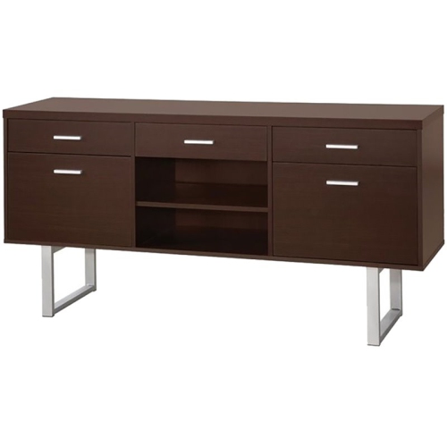 BOWERY HILL  5 Drawer Credenza Desk In Cappuccino