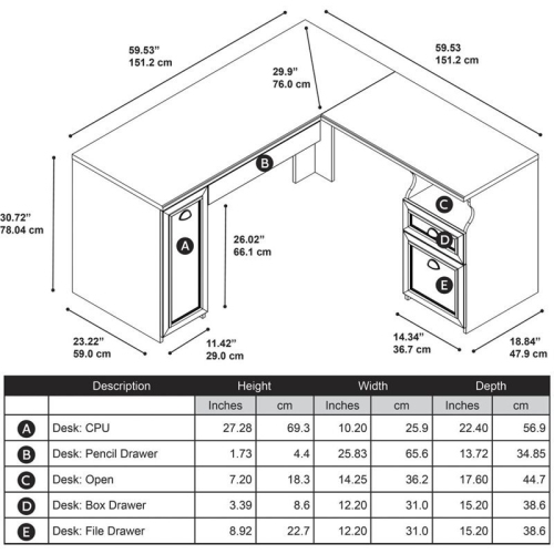 Scranton & Co L Shaped Desk in Antique White