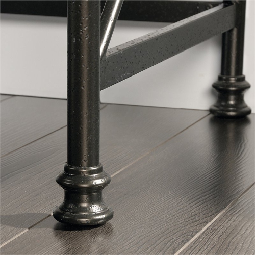 Sauder Canal Street Wood and Metal L-Shape Computer Desk in Northern Oak