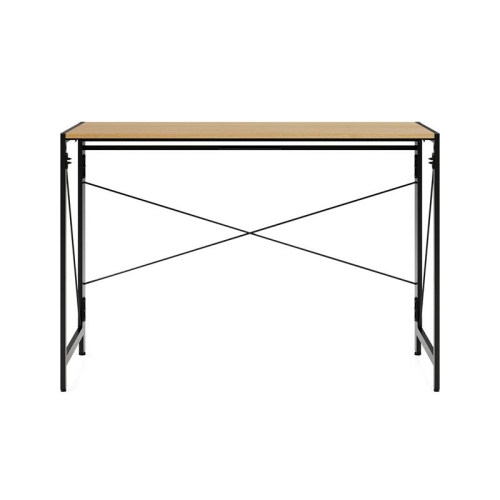 Space Solutions 43 inch Metal Folding Home Office Desk Black Teak
