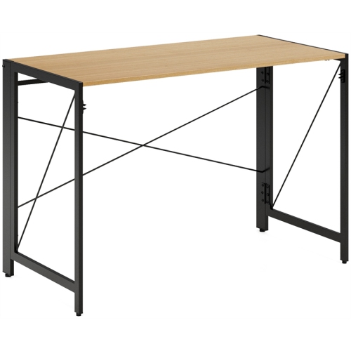 Space Solutions 43 inch Metal Folding Home Office Desk Black/Teak