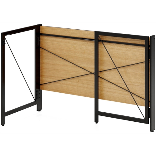 Space Solutions 43 inch Metal Folding Home Office Desk Black/Teak