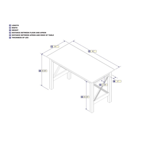 Pemberly Row Modern Solid Wood Writing Desk in White