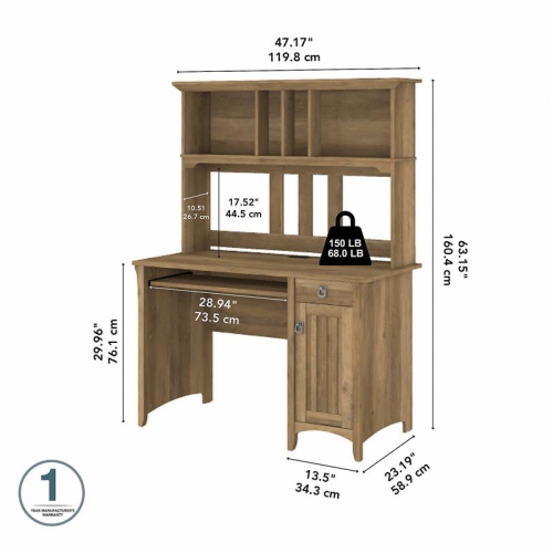 Scranton & Co Furniture Salinas Small Computer Desk with Hutch in Reclaimed Pine