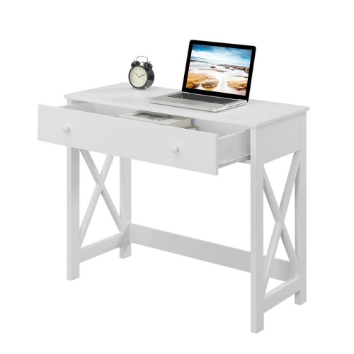 Convenience Concepts Oxford 36 Inch Desk in White Wood Finish