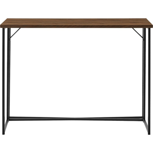 WALKER  Luxe 42" Dual Metal Y-Leg Base Writing Desk In Dark Walnut Pretty Desk