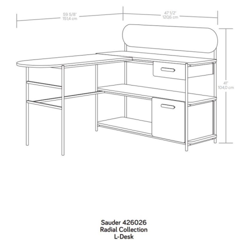 Sauder Radial Engineered Wood L-Shaped Computer Desk in Umber Wood/Brown
