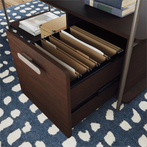 Sauder Radial Engineered Wood L-Shaped Computer Desk in Umber Wood/Brown