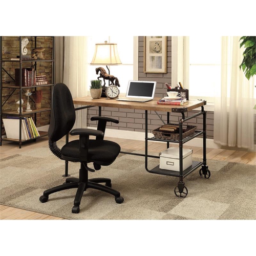 Furniture of America Jonathan Metal Writing Desk with Casters in Antique Black