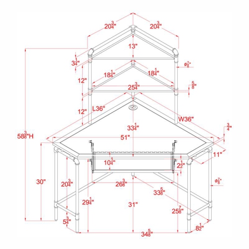 Furniture of America Flak Industrial Wood Corner Desk with Shelves in Sand Black