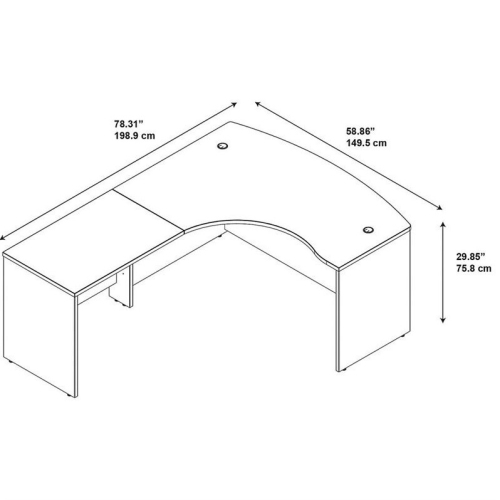 Scranton & Co 60W x 43D Left L Computer Desk in Mocha Cherry